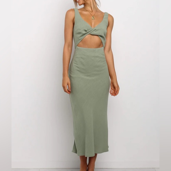 SOLD NWT Petal & Pup APOLLO cut out DRESS - OLIVE - Picture 3 of 5